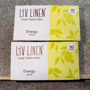 Liv Linen Energy Lemon Bamboo Deodorant Wipes 59 Count 2 Boxes Aluminum Free (2)